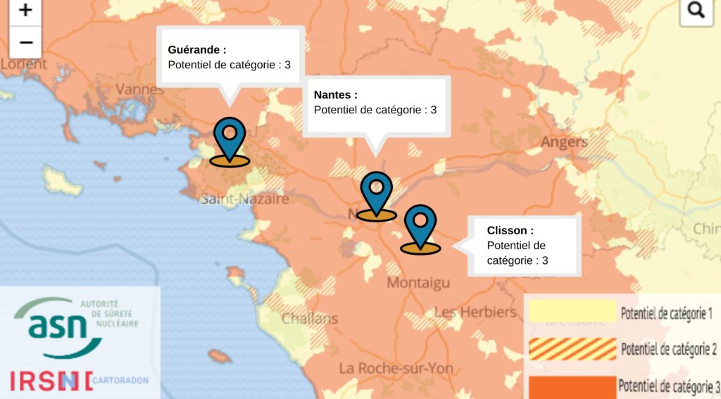 Carte radon en Loire Atlantique